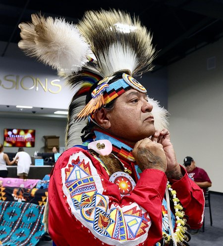 Tachi Hotel Resort Casino hosts 21st Annual Santa Rosa Rancheria Pow Wow Mario Sanchez prepares himself for the grand entry.